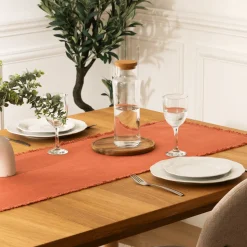 LINEA MAHA - RUNNER IN COTONE CM 38X140 TERRACOTTA: vendita online LINEA MAHA - RUNNER IN COTONE CM 38X140 TERRACOTTA in offerta