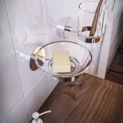 LINEA NEXO - PORTA SAPONE CROMO E VETRO