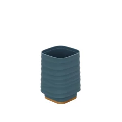 LINEA ALABAMA - BICCHIERE PORTASPAZZOLINI BLU PASTELLO E NATURALE
