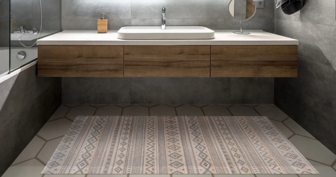 LINEA BAMBOO COOL - TAPPETO IN BAMBU' ETNIC BIANCO-GRIGIO 60X90CM: vendita online LINEA BAMBOO COOL - TAPPETO IN BAMBU' ETNIC BIANCO-GRIGIO 60X90CM in offerta