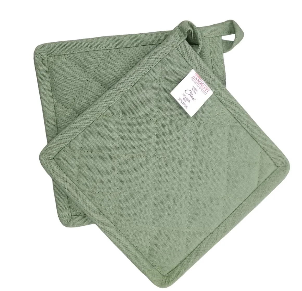 LINEA CHOU - COPPIA PRESINE IN COTONE TRAPUNTATO CM 18X18 VERDE: vendita online LINEA CHOU - COPPIA PRESINE IN COTONE TRAPUNTATO CM 18X18 VERDE in offerta
