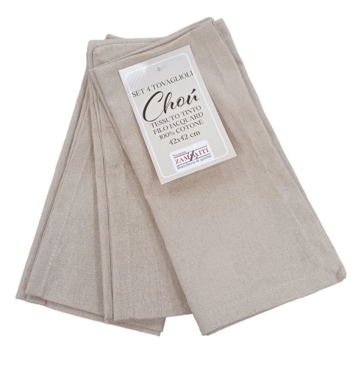 LINEA CHOU - 4 TOVAGLIOLI IN COTONE 42X42 CM PANNA: vendita online LINEA CHOU - 4 TOVAGLIOLI IN COTONE 42X42 CM PANNA in offerta