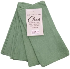 LINEA CHOU - 4 TOVAGLIOLI IN COTONE 42X42 CM VERDE: vendita online LINEA CHOU - 4 TOVAGLIOLI IN COTONE 42X42 CM VERDE in offerta