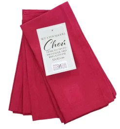LINEA CHOU - 4 TOVAGLIOLI IN COTONE 42X42 CM ROSSO : vendita online LINEA CHOU - 4 TOVAGLIOLI IN COTONE 42X42 CM ROSSO in offerta