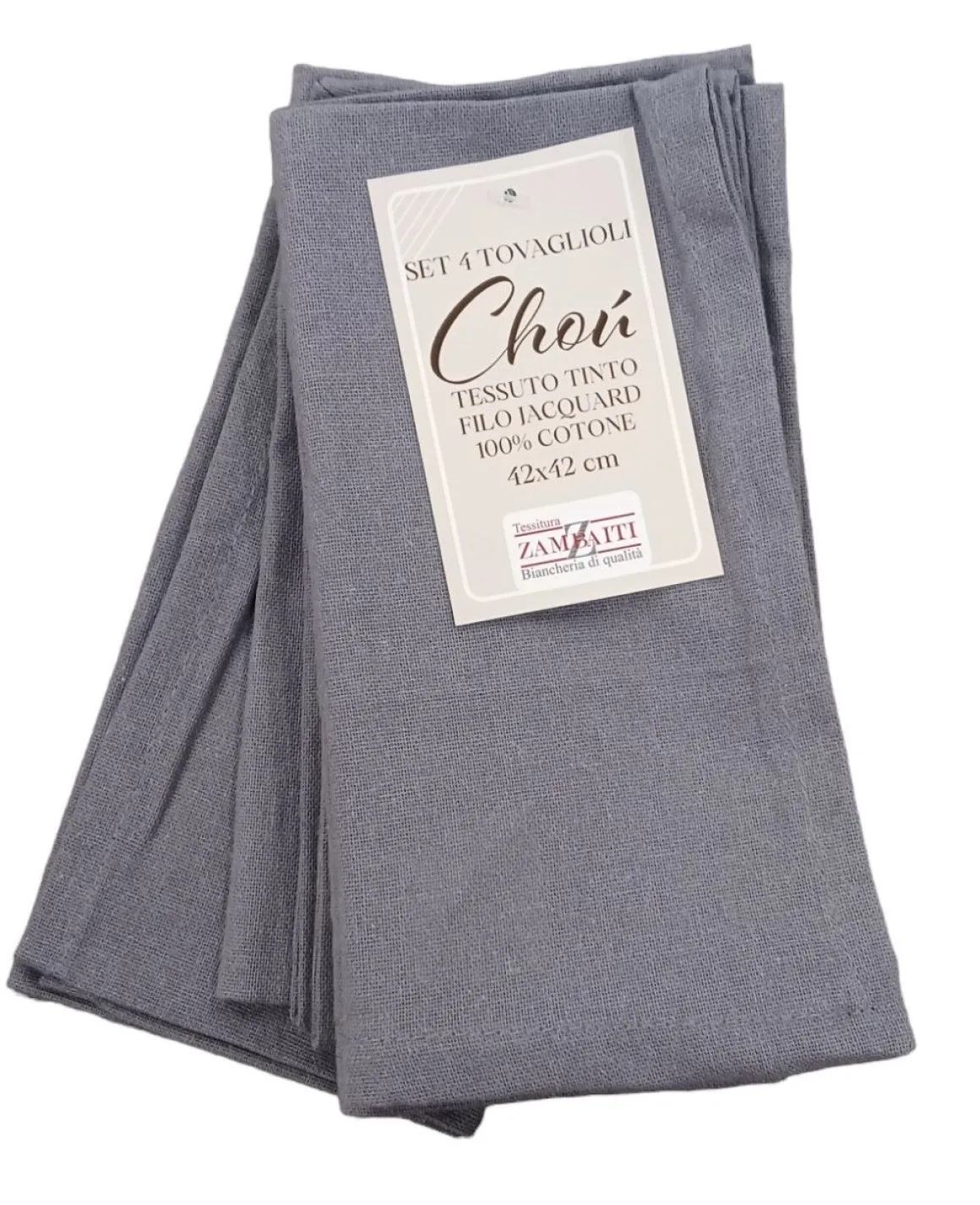 LINEA CHOU - 4 TOVAGLIOLI IN COTONE 42X42 CM GRIGIO: vendita online LINEA CHOU - 4 TOVAGLIOLI IN COTONE 42X42 CM GRIGIO in offerta