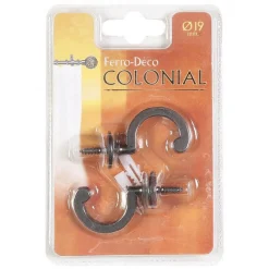 LINEA COLONIAL - SET 2 GANCI FERMATENDA IN METALLO COLORE NERO: vendita online LINEA COLONIAL - SET 2 GANCI FERMATENDA IN METALLO COLORE NERO in offerta