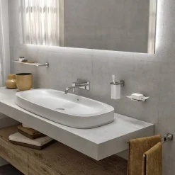 LINEA COLORADO - BICCHIERE PORTASPAZZOLINI CROMO E BIANCO