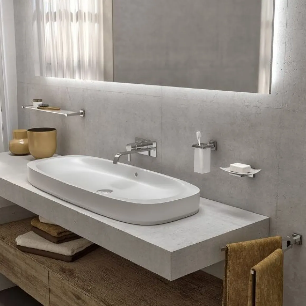 LINEA COLORADO - BICCHIERE PORTASPAZZOLINI CROMO E BIANCO