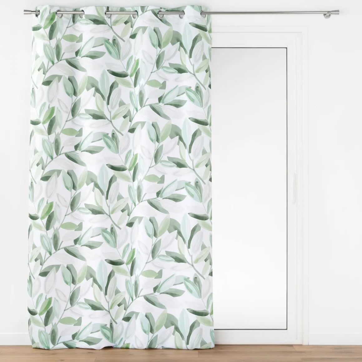 LINEA ELEONORE - TENDA CON OCCHIELLI IN POLICOTONE 140X280 STAMPA FOGLIE: vendita online LINEA ELEONORE - TENDA CON OCCHIELLI IN POLICOTONE 140X280 STAMPA FOGLIE in offerta