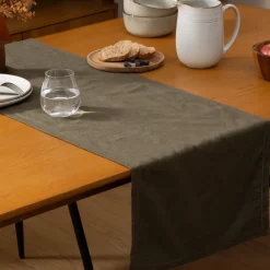 LINEA ELINA - RUNNER IN LINO E COTONE 38X140CM VERDE SCURO: vendita online LINEA ELINA - RUNNER IN LINO E COTONE 38X140CM VERDE SCURO in offerta
