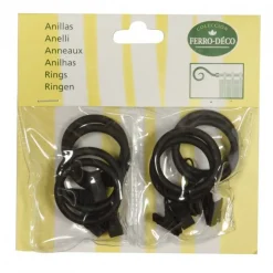 LINEA FERRO DECO - SET 6 ANELLI PER TENDA IN METALLO MOD. GANCIO COLORE NERO : vendita online LINEA FERRO DECO - SET 6 ANELLI PER TENDA IN METALLO MOD. GANCIO COLORE NERO in offerta