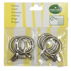 LINEA FERRO DECO - SET 8 ANELLI PER TENDA IN METALLO PINZA CROMO SATINATO : vendita online LINEA FERRO DECO - SET 8 ANELLI PER TENDA IN METALLO PINZA CROMO SATINATO in offerta
