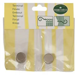 LINEA FERRO DECO - SET 2 FINALI PER TENDA MOD. TAPPO COLORE CROMO SATINATO : vendita online LINEA FERRO DECO - SET 2 FINALI PER TENDA MOD. TAPPO COLORE CROMO SATINATO in offerta