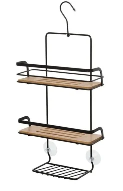 LINEA HAITI - MENSOLA 3 RIPIANI NERO E NATURALE