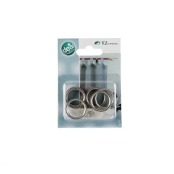 LINEA IDEAS 12 - SET 6 ANELLI PER TENDA IN METALLO MOD. PIATTO COLORE CROMO SATINATO : vendita online LINEA IDEAS 12 - SET 6 ANELLI PER TENDA IN METALLO MOD. PIATTO COLORE CROMO SATINATO in offerta