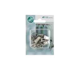 LINEA IDEAS 12 - SET 6 ANELLI PER TENDA IN METALLO MOD. PINZA COLORE CROMO SATINATO: vendita online LINEA IDEAS 12 - SET 6 ANELLI PER TENDA IN METALLO MOD. PINZA COLORE CROMO SATINATO in offerta