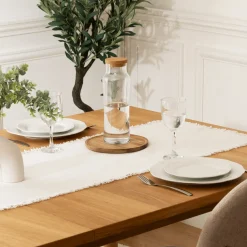 LINEA MAHA - RUNNER IN COTONE CM 38X140 BIANCO: vendita online LINEA MAHA - RUNNER IN COTONE CM 38X140 BIANCO in offerta