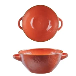 LINEA MEDITERRANEO - CIOTOLA ZUPPA 2 MANICI IN GRES ARANCIONE JAFFA 540ML