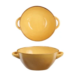 LINEA MEDITERRANEO - CIOTOLA ZUPPA 2 MANICI IN GRES GIALLA 540ML