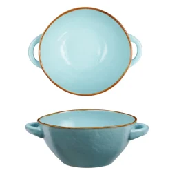 LINEA MEDITERRANEO - CIOTOLA ZUPPA 2 MANICI IN GRES TURCHESE 540ML