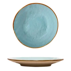 LINEA MEDITERRANEO - PIATTO DESSERT TURCHESE IN GRES DIAM 20CM H 3CM