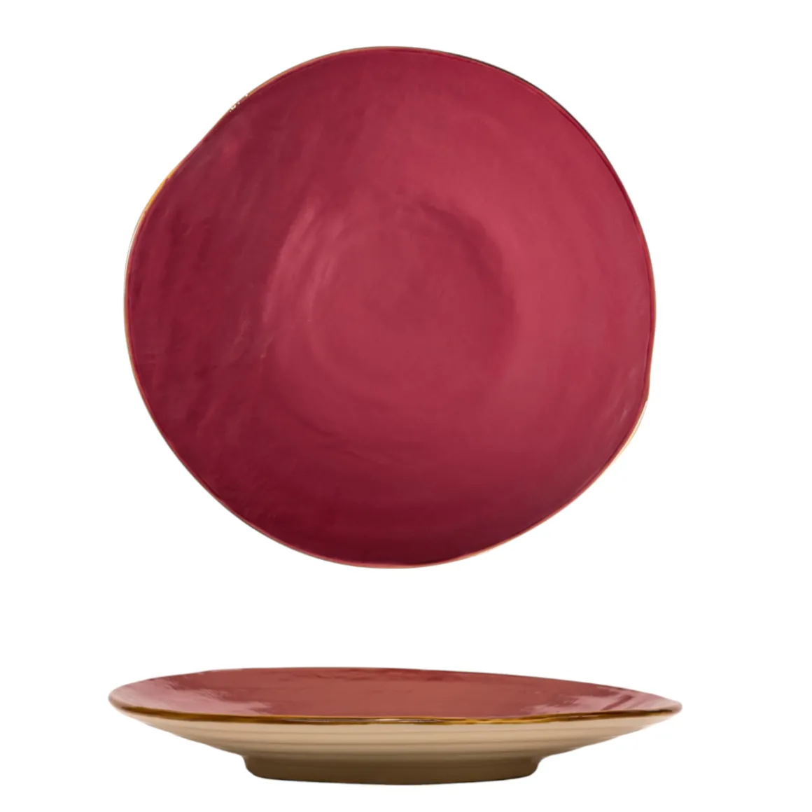 LINEA MEDITERRANEO - PIATTO PIANO ROSSO CILIEGIA IN GRES D. 28CM H 4CM