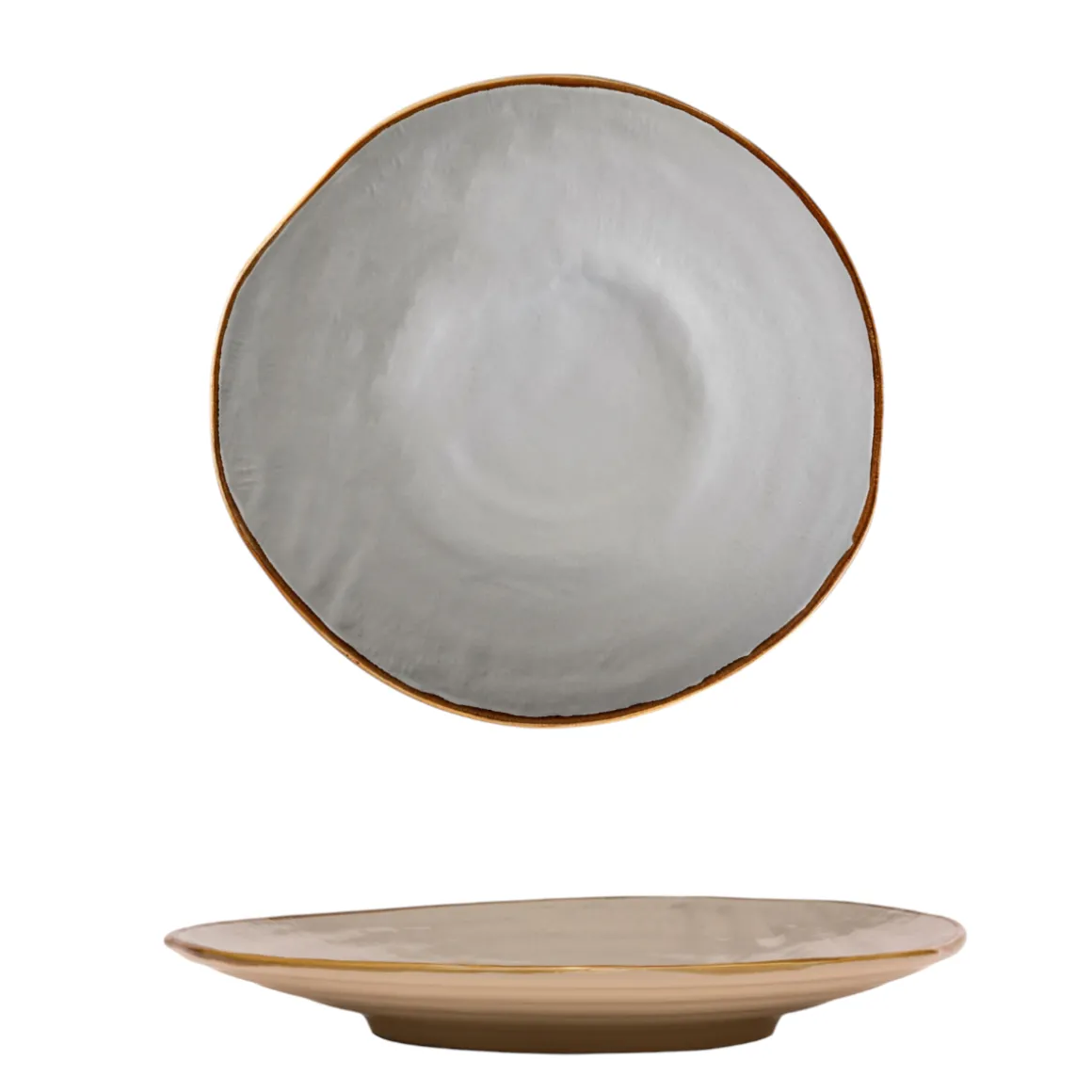 LINEA MEDITERRANEO - PIATTO PIANO GRIGIO FANGO IN GRES DIAM 28CM H 4CM