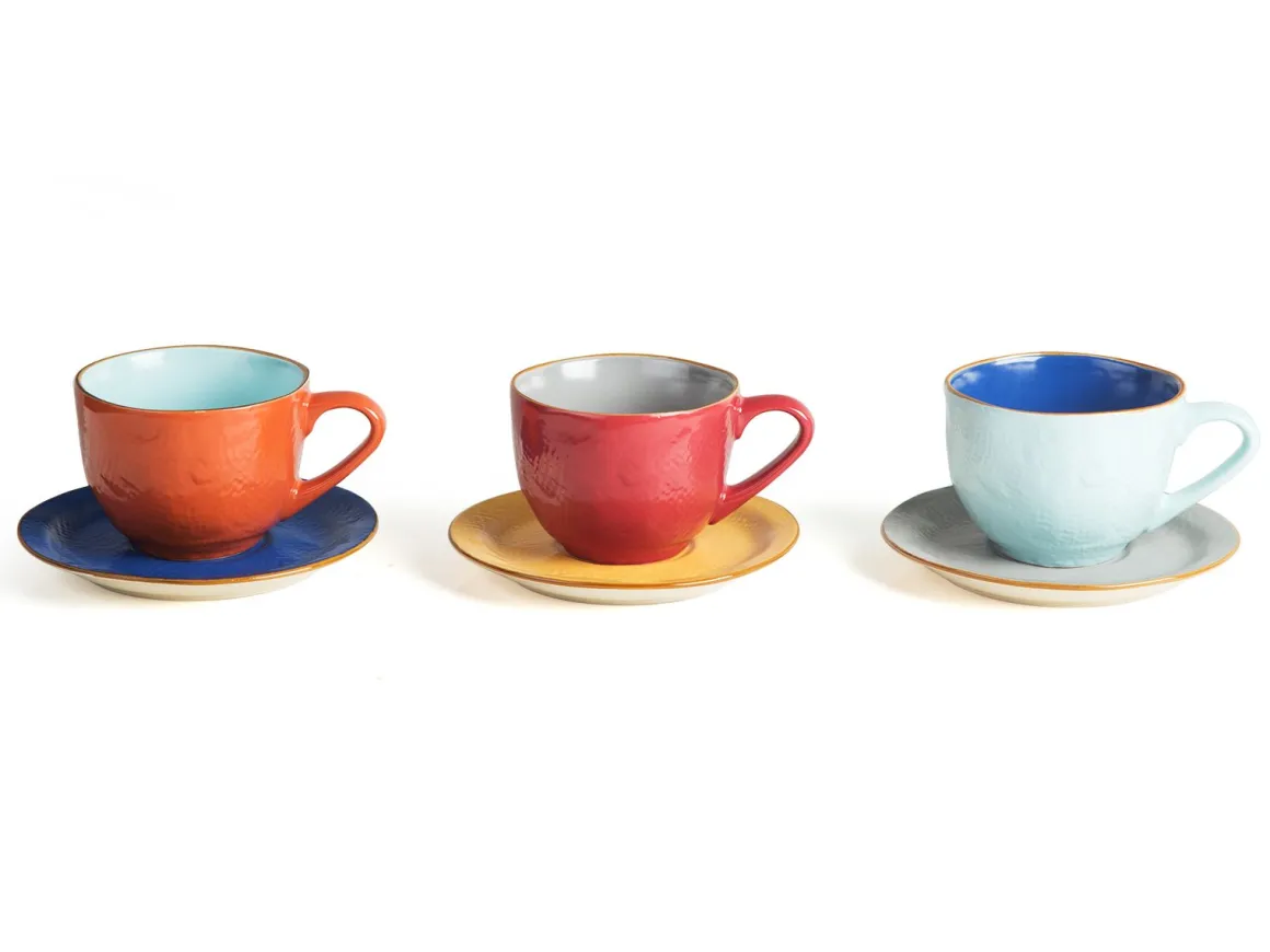 LINEA MEDITERRANEO - TAZZA CON PIATTINO IN GRES 125ML ASSORTITO