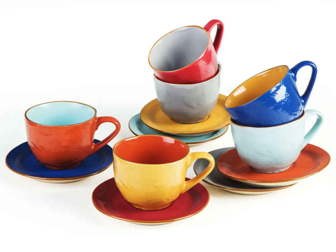 LINEA MEDITERRANEO - TAZZA CON PIATTINO IN GRES 125ML ASSORTITO