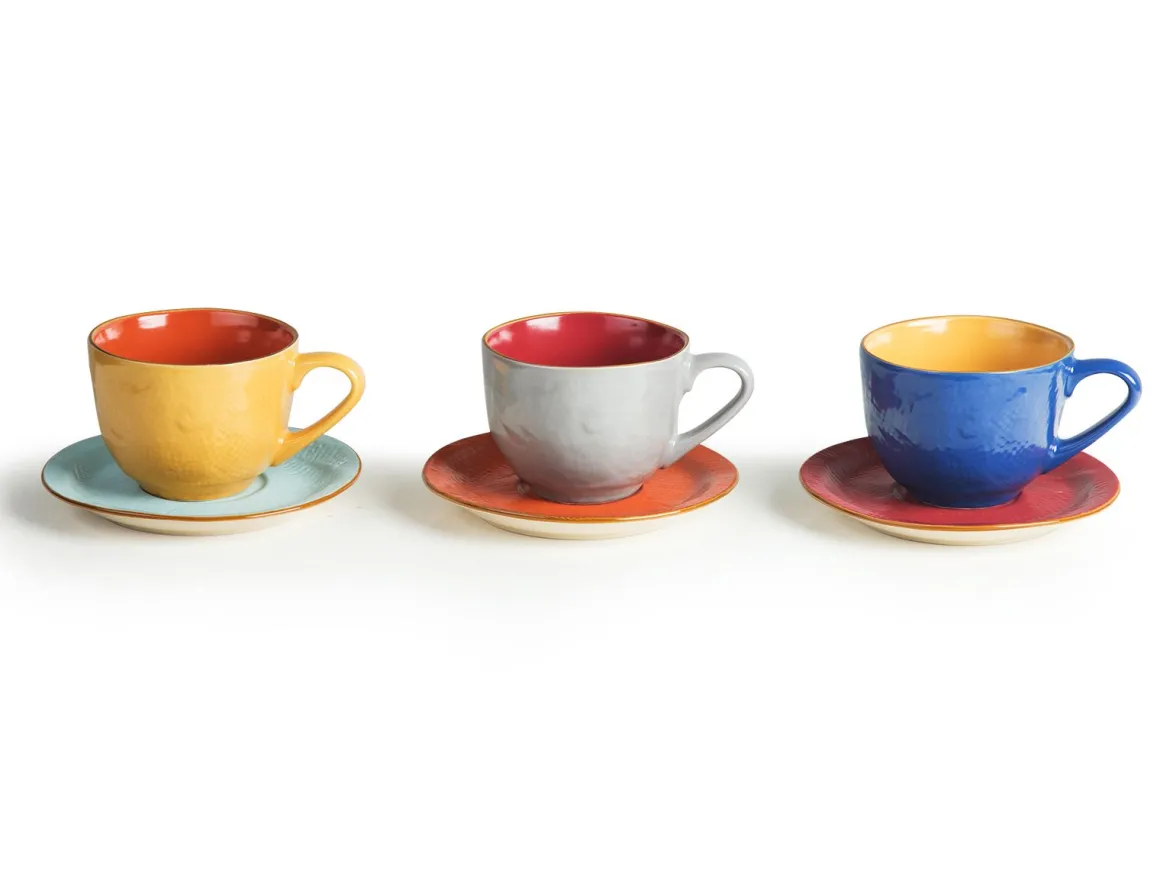 LINEA MEDITERRANEO - TAZZA CON PIATTINO IN GRES 125ML ASSORTITO