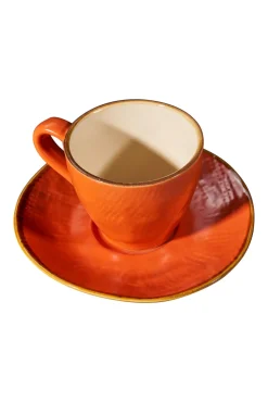 LINEA MEDITERRANEO - TAZZINA DA CAFFE IN GRES CON PIATTINO 50ML ASS.