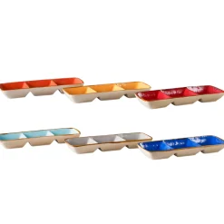 LINEA MEDITERRANEO - VASSOIO APERITIVO IN GRES 29X11CM H 4CM ASSORTITO