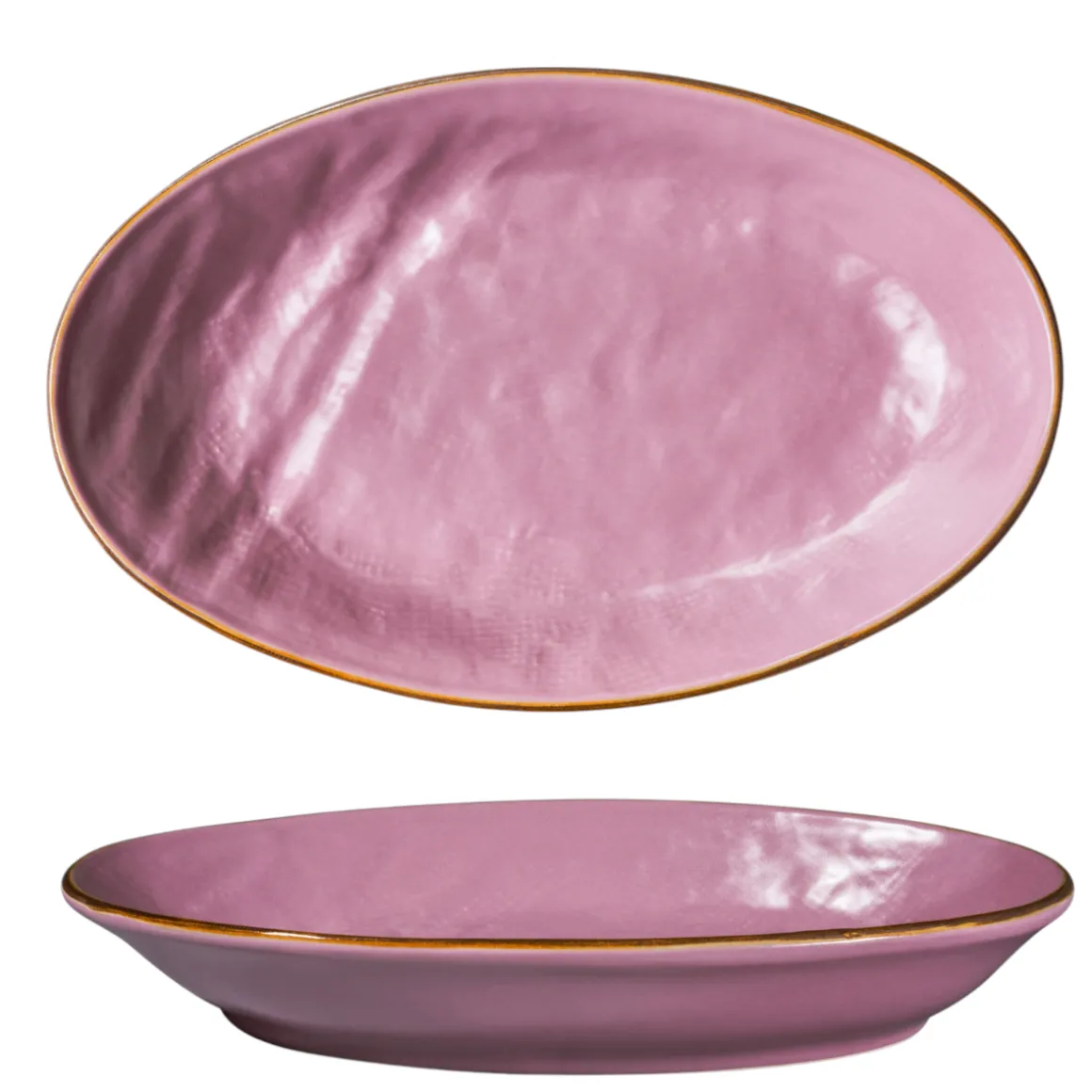 LINEA MEDITERRANEO - VASSOIO OVALE IN GRES ROSA 28X17CM H 3CM
