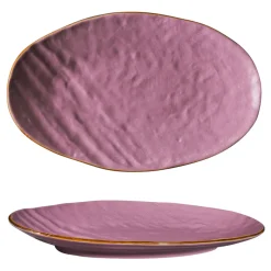 LINEA MEDITERRANEO - VASSOIO OVALE ROSA IN GRES 36X21CM H 5CM