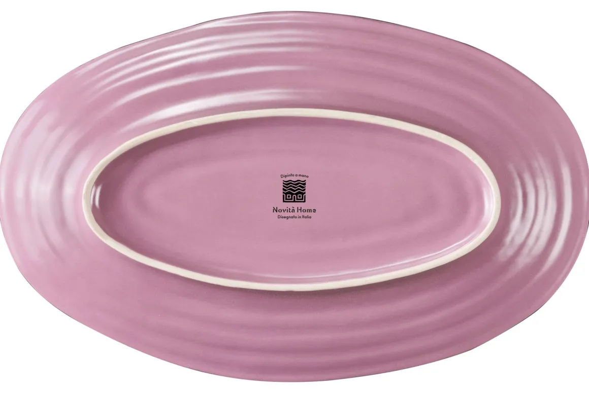 LINEA MEDITERRANEO - VASSOIO OVALE ROSA IN GRES 36X21CM H 5CM