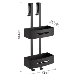 LINEA NERVA - MENSOLA PORTAOGGETTI PER DOCCIA 2P 24X58.4 H.18.7CM NERO MATT