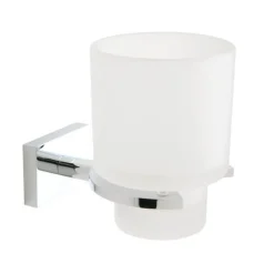 LINEA SMART - BICCHIERE PORTASPAZZOLINI CROMO E BIANCO