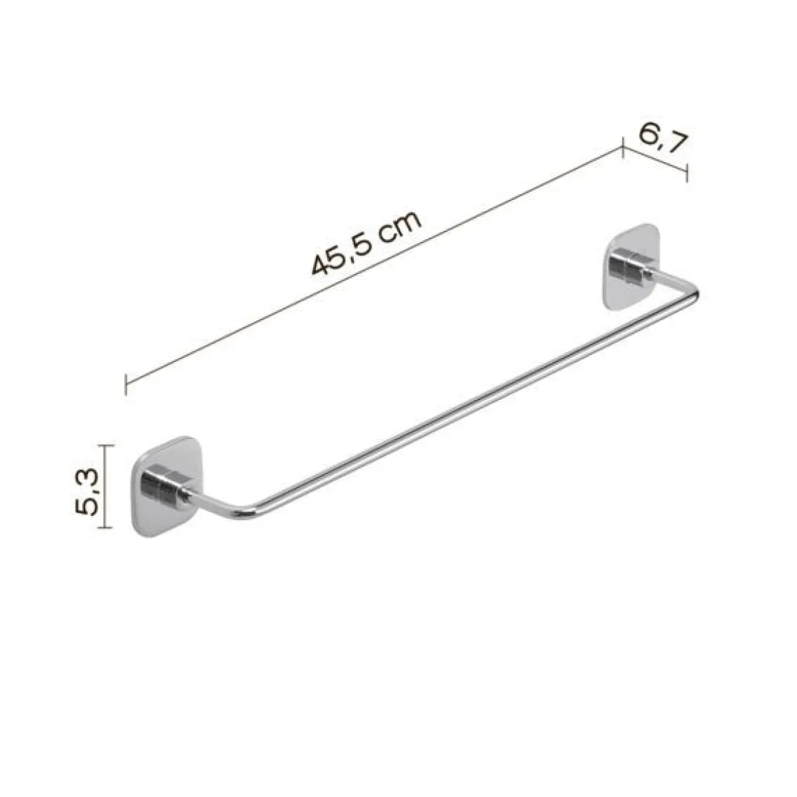 LINEA TEIDE - PORTA ASCIUGAMANO CROMATO IN ACCIAIO INOX 45X6,7X5,3CM