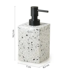 LINEA ZOE - DOSA SAPONE GRANIGLIA MARMO BIANCO IN RESINA 7X8,2X16,2CM