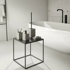 LINEA ZOE - PORTA SAPONE GRANIGLIA BIANCO/NERO