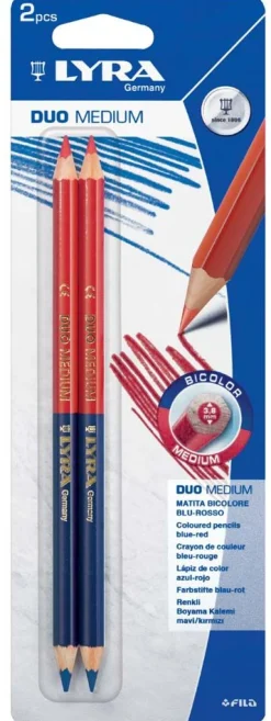 LYRA - CONFEZIONE 2 MATITE BICOLORE DUO MEDIUM ROSSO/BLU: vendita online LYRA - CONFEZIONE 2 MATITE BICOLORE DUO MEDIUM ROSSO/BLU in offerta