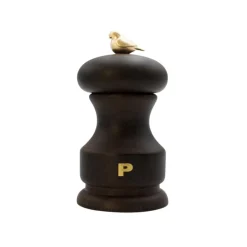 MACINA PEPE BIRD IN FAGGIO TINTO NOCE H. 11CM