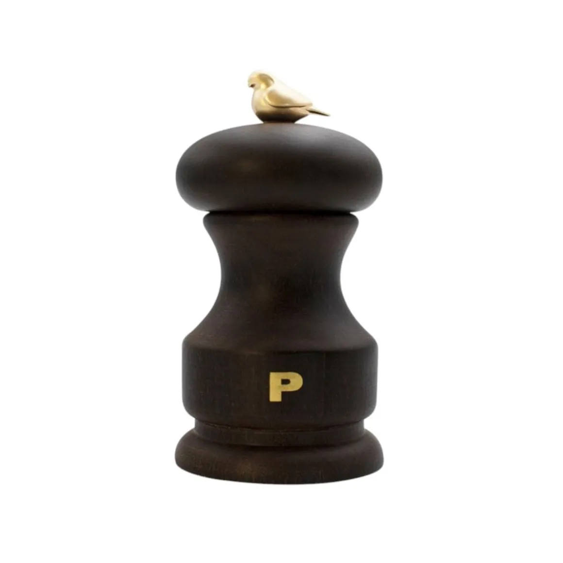MACINA PEPE BIRD IN FAGGIO TINTO NOCE H. 11CM