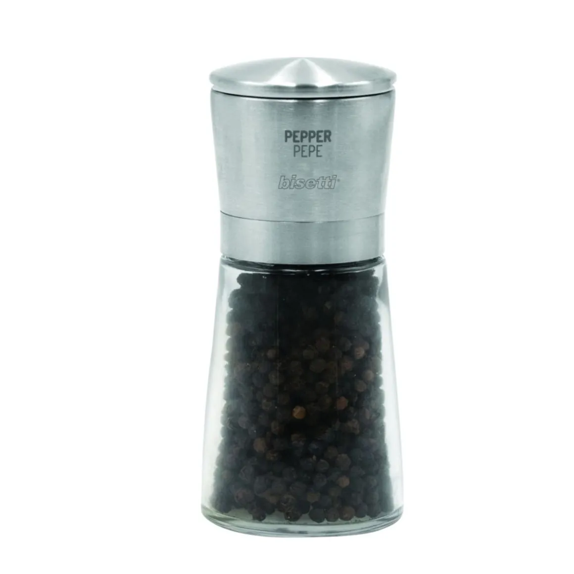 MACINA PEPE LA SPEZIA IN VETRO E ACCIAIO H. 14.5CM