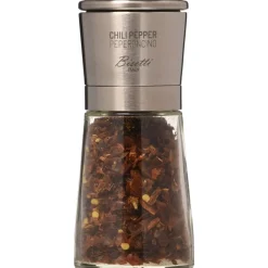 MACINA PEPERONCINO LA SPEZIA IN VETRO E ACCIAIO H. 14.5CM
