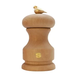 MACINA SALE BIRD IN FAGGIO VERNICIATO NATURALE H. 11CM