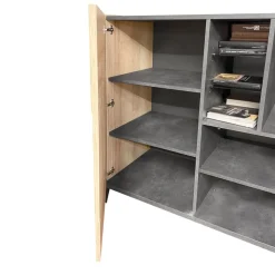 MADIA 3 ANTE NERO PORTLAND E RIVIERA OAK: vendita online MADIA 3 ANTE NERO PORTLAND E RIVIERA OAK in offerta