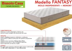 MATERASSO FANTASY 1 PIAZZA E 1/2 120X190 CM A MOLLE INDIPENDENTI E MEMORY