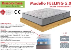 MATERASSO FEELING 5.0 1 PIAZZA E 1/2 120X190CM A MOLLE INDIPENDENTI