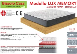 MATERASSO LUX MEMORY 1 PIAZZA E 1/2 120X190CM IN MEMORY FOAM ED ELIOCELL
